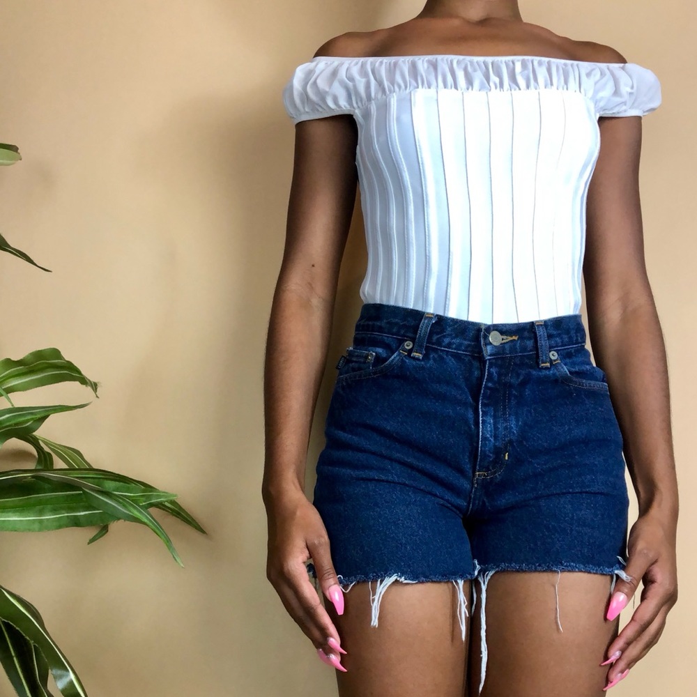 white corset zip top